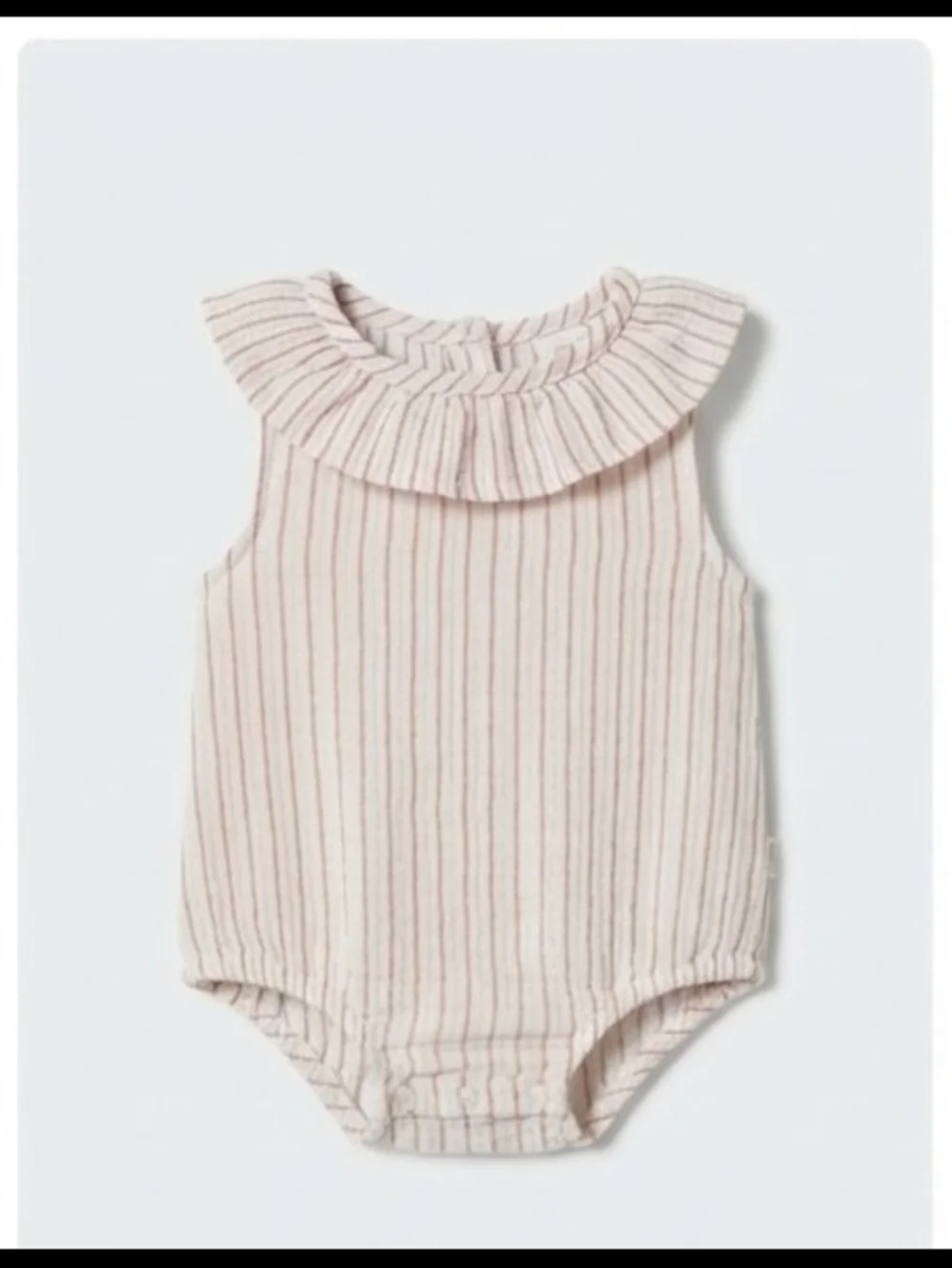 Striped Ruffle Collar Baby Romper in Pale Pink